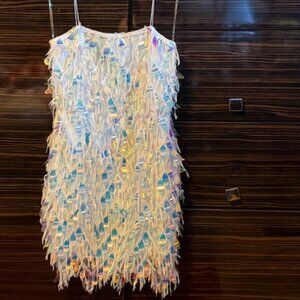 ✨ Iridescent Holographic Fringe Mini Dress | Fashion Nova ✨